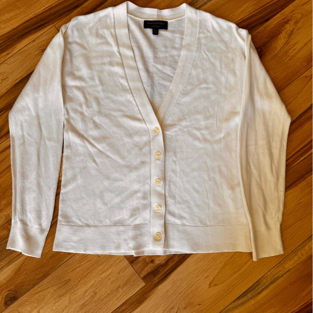 Banana Republic White Cardigan Sweater